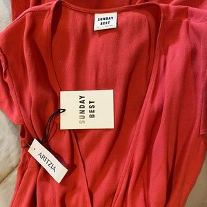 Aritzia red wrap dress